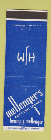Matchbook Cover - Mellenger's Cocktail Lounge Buffalo NY