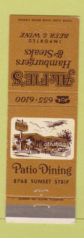 Matchbook Cover - Alfie's Hamburgers Steaks West Hollywood CA