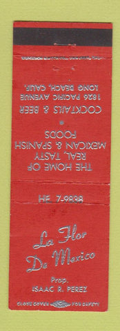 Matchbook Cover - La Flor De Mexico Mexican Food Long Beach CA