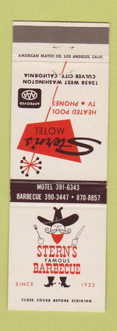 Matchbook Cover - Stern's BBQ Motel Culver City CA