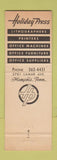 Matchbook Cover - Holiday Press Memphis TN