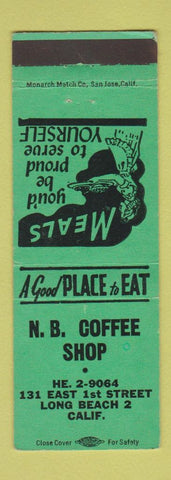 Matchbook Cover - NB Coffee Shop Long Beach CA