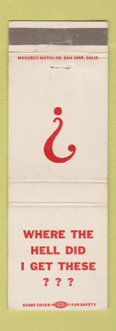 Matchbook Cover - O'Connell's Barn Feed Room San Diego CA
