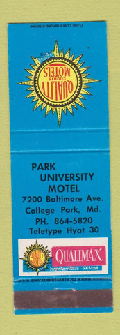 Matchbook Cover - Quality Court Motel Park University College Park MD