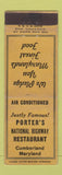 Matchbook Cover - Porter's Restaurant Cumberland MD