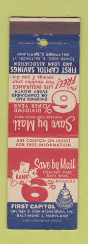 Matchbook Cover - First Capitol Savings Loan Baltimore MD