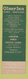 Matchbook Cover - Olney Inn MD