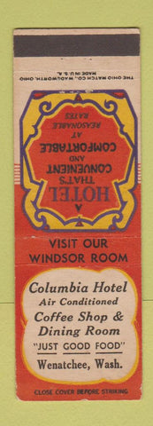 Matchbook Cover - Columbia Hotel Wenatchee WA WEAR