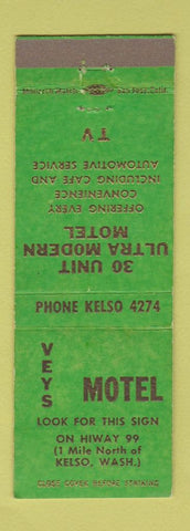 Matchbook Cover - Veys Motel Kelso WA