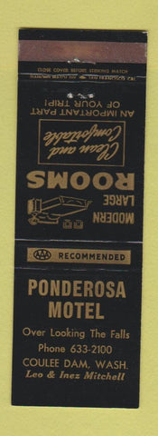 Matchbook Cover - Ponderosa Motel Coulee Dam WA