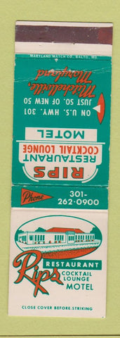 Matchbook Cover - Rips Motel Restaurant Mitchellville MD WEAR