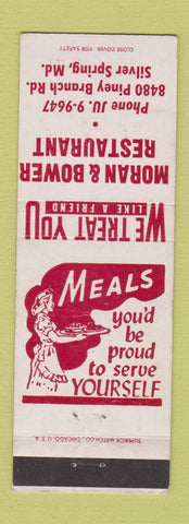 Matchbook Cover - Moran and Bower Restaurant Silver Spring MD