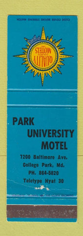 Matchbook Cover - Park University Motel College Park MD WEAR