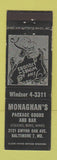Matchbook Cover - Monaghan's Bar Baltimore MD
