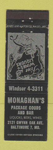 Matchbook Cover - Monaghan's Bar Baltimore MD