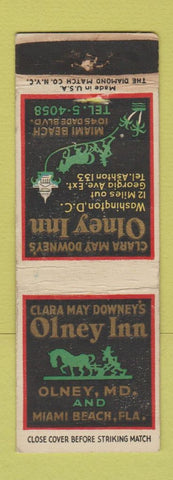 Matchbook Cover - Olney Inn Olney MD Miami Beach FL WEAR