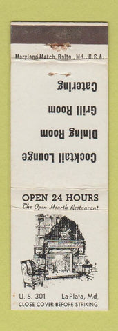 Matchbook Cover - Open Hearth Restaurant La Plata MD WEAR