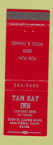 Matchbook Cover - Tam Ray Inn San Diego CA billiards