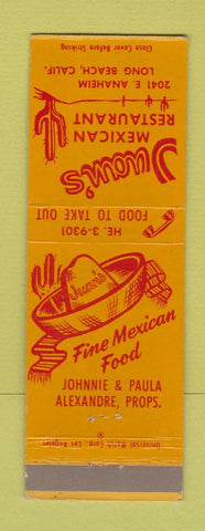 Matchbook Cover - Juan's Mexican Restaurant Long Beach CA