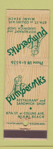 Matchbook Cover - Pumpernik's Restaurant Miami Beach FL
