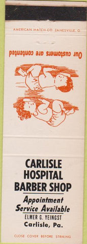 Matchbook Cover - Carlisle Hospital Barber Shop PA