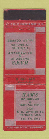 Matchbook Cover - Ham's BBQ Restaurant Portland OR WEAR