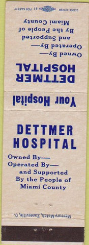 Matchbook Cover - Dettmer Hospital Miami County OH