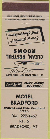 Matchbook Cover - Motel Bradford Bradford VT