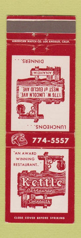 Matchbook Cover - Kettle Restaurant Anaheim CA