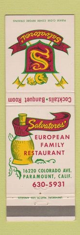 Matchbook Cover - Salvatore's Restaurant Paramount CA
