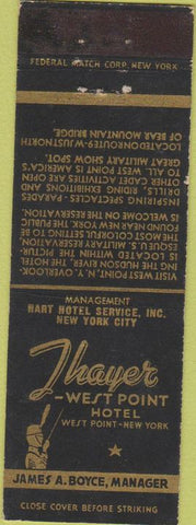 Matchbook Cover - Thayer West Point Hotel West Point NY Federal