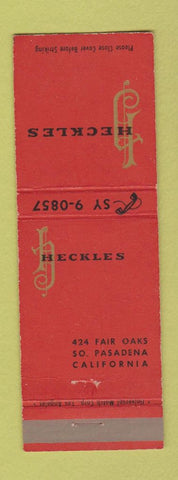 Matchbook Cover - Heckles South Pasadena CA