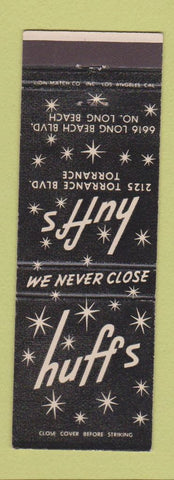 Matchbook Cover - Huffs Restaurant North Long Beach CA