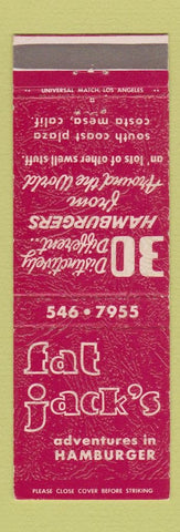 Matchbook Cover - Fat Jack's Hamburgers Costa Mesa CA
