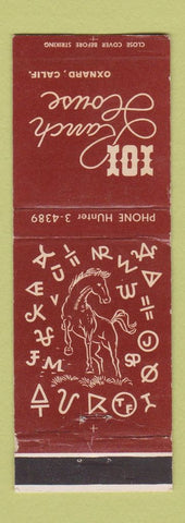 Matchbook Cover - 101 Ranch House Oxnard CA cattle Brands WEAR