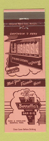 Matchbook Cover - Berretta's BBQ Memphis TN