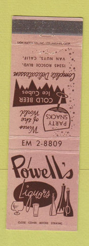 Matchbook Cover - Powell's Liquors Van Nuys CA Deli