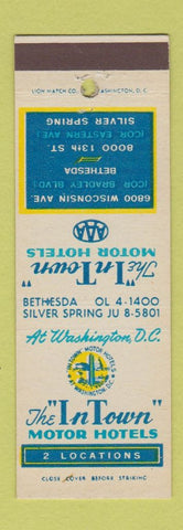 Matchbook Cover - In Town Motor Hotels Bethesda Silver Spring MD