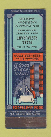 Matchbook Cover - Plaza Restaurant Hagerstown MD