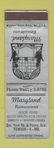 Matchbook Cover - Maryland Restaurnt Towson MD WEAR