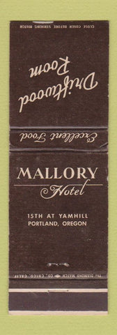 Matchbook Cover - Mallory Hotel Portland OR Driftwood Room