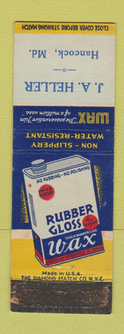 Matchbook Cover - Rubber Gloss Wax JA Heller Hancock MD WORN