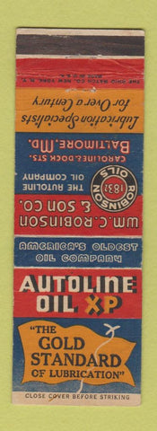Matchbook Cover - Autoline oil Robinson Baltimore MD
