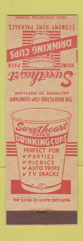 Matchbook Cover - Sweetheart Drinking Cups Baltimore MD
