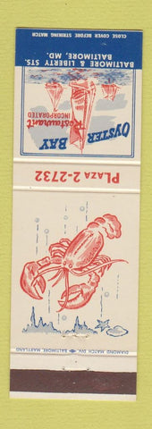 Matchbook Cover - Oyster Bay Restaurant Baltimore MD lobster