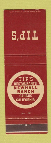 Matchbook Cover - Tip's Restaurant Newhall Ranch Saugus CA