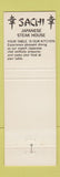 Matchbook Cover - Sachi Japanese Steak House Memphis TN