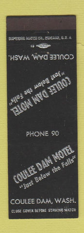 Matchbook Cover - Coulee Dam Motel WA low phone # BLACK