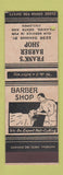 Matchbook Cover - Frank's Barber Shop SAMPLE Buffalo? NY? PUNCHED HOLE