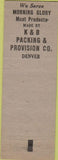 Matchbook Cover - Union State Restaurant Denver CO Morning Glory meat